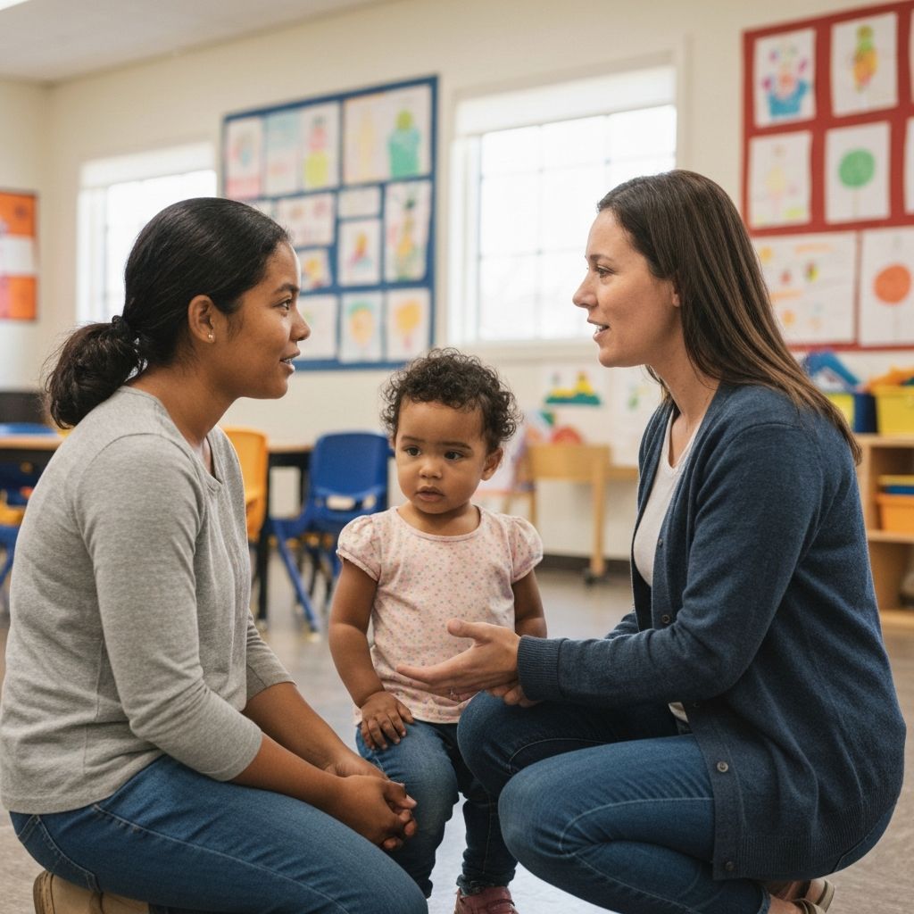 Social worker meeting with a young mother and child