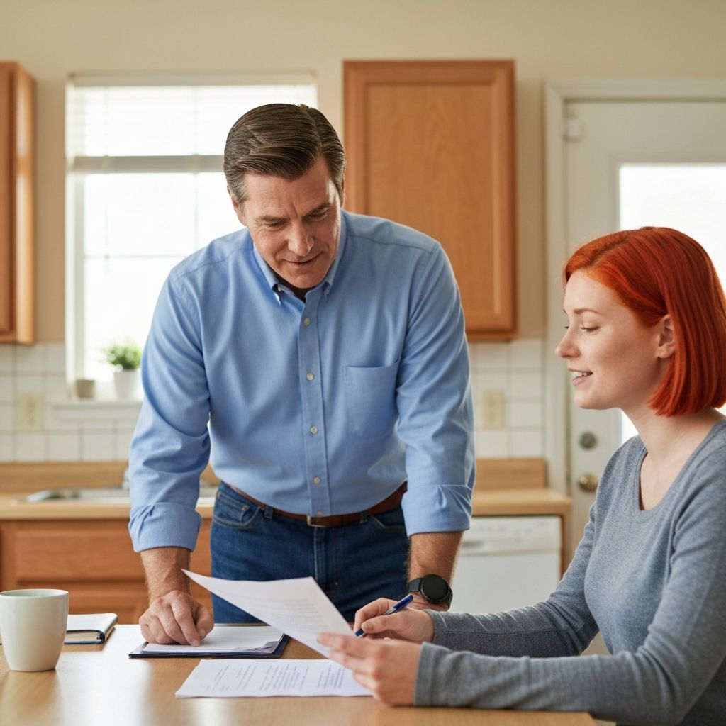 Housing case worker meeting with client