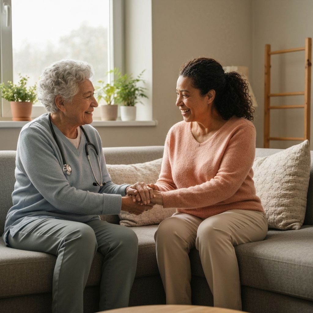 Community health worker visiting an elderly person at home